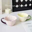 Axyaa Flower Shape Ceramic Coffee Cup Pair Office Home Mug
