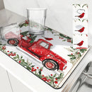 Axyaa Christmas Snow Kitchen Mat: Absorbent, Antiskid, Quick Dry, Draining, Tableware Mat