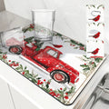 Axyaa Christmas Snow Kitchen Mat: Absorbent, Antiskid, Quick Dry, Draining, Tableware Mat