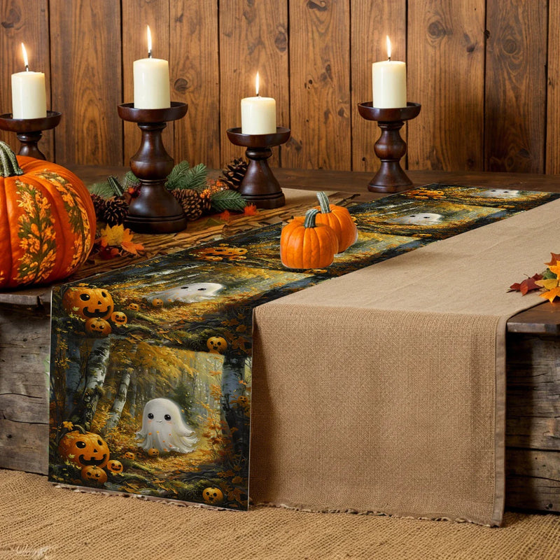Axyaa Halloween Watercolor Table Runner for Indoor Outdoor Dining
