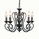 Axyaa Farmhouse Chandelier: Metal Industrial Pendant Lighting, Traditional Black Ceiling Fixture
