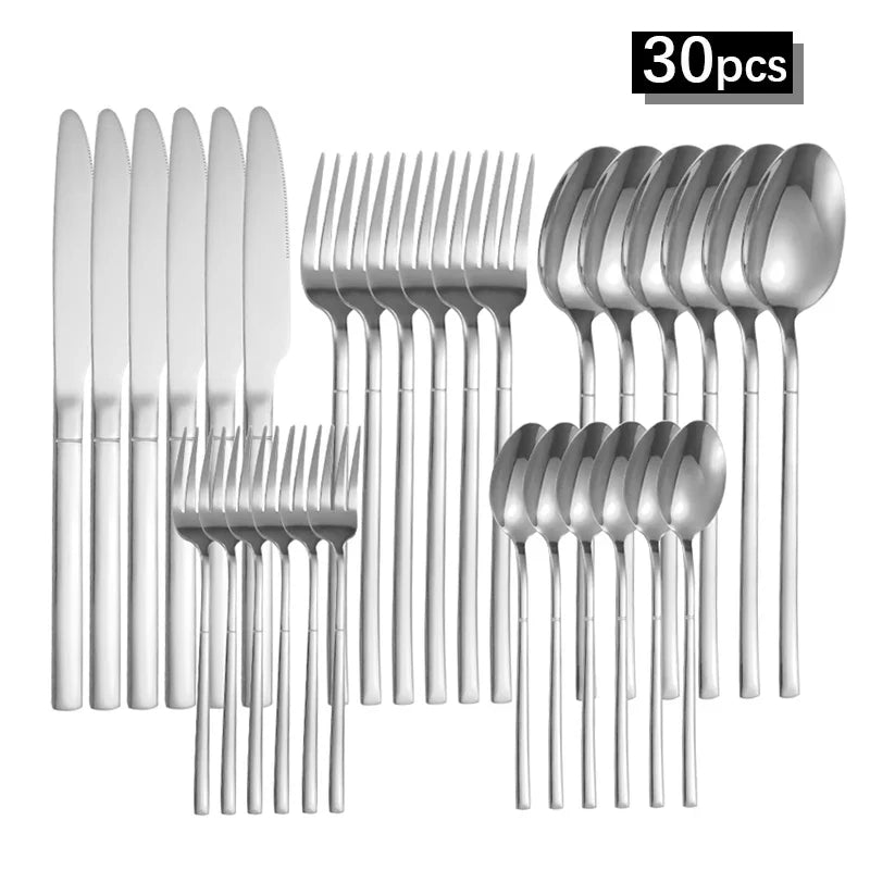 Axyaa Stainless Steel Tableware Set - High-End Knife, Fork, Spoon for Kitchen & Restaurant