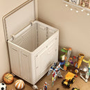 Axyaa Kids Toy Storage Box: Foldable, Transparent, with Wheels & Flip Lid.