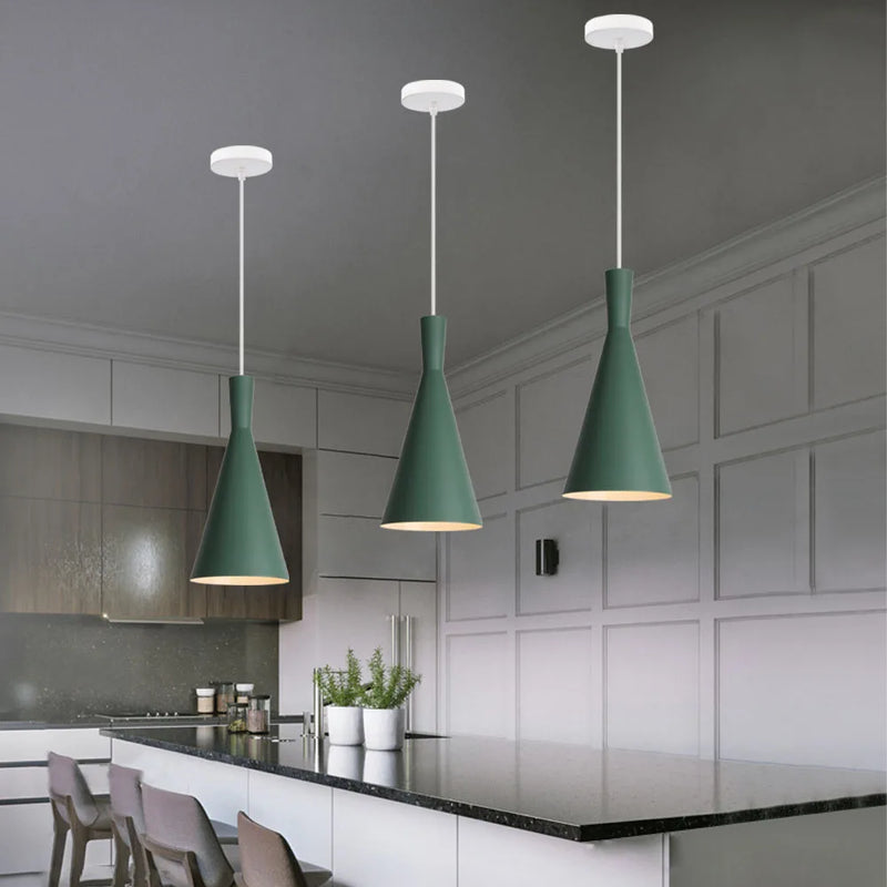 Nordic Aluminum Pendant Lights Wood Hanging Lamps by Axyaa.