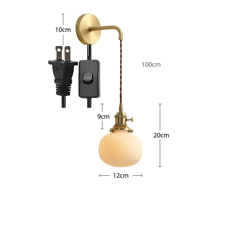 Axyaa Nordic LED Wall Light - Adjustable Copper Ceramic Fixture for Bedroom Living Room