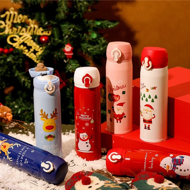 Axyaa Christmas Stainless Steel Vacuum Thermos Cup with Festive Designs for Xmas & New Year
