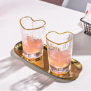 Axyaa Gold Rim Heart Pattern Glass Tumbler - 210ml - Nordic Style - 1 Pc