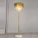 Axyaa Art Deco Crystal Marble Led Floor Lamp in Golden Black Stainless Steel