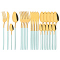 Axyaa 24-Piece Stainless Steel Cutlery Set - Black Mirror Finish