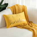 Axyaa Sunshine Velvet Gilded Pillowcase Cojines, English Letter Simple Polyester Cushion Cover
