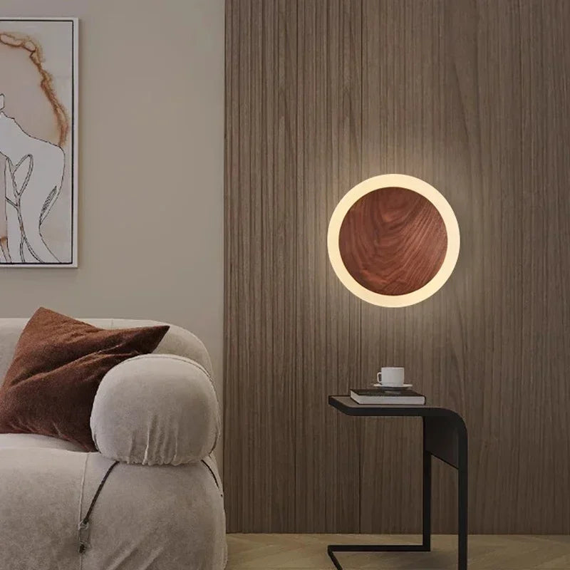 Axya Nordic Walnut LED Wall Light for Modern Indoor Home Decor Lighting