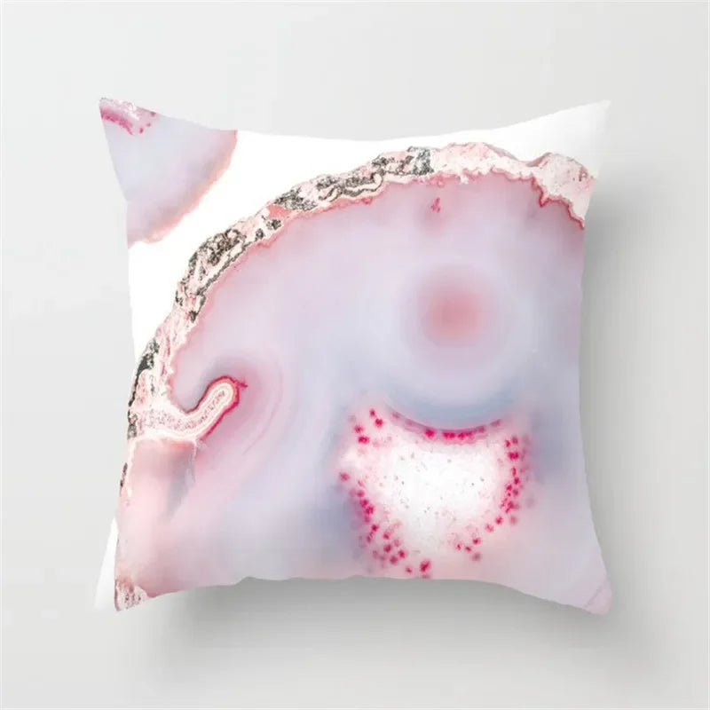 Pink Glitter Letter Flower Geometric Cushion Cover by Axyaa