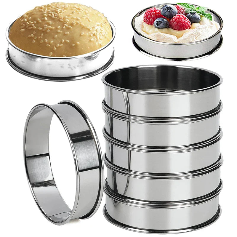 Axyaa Stainless Steel Muffin Rings - Non Stick Cake Cookie Mold