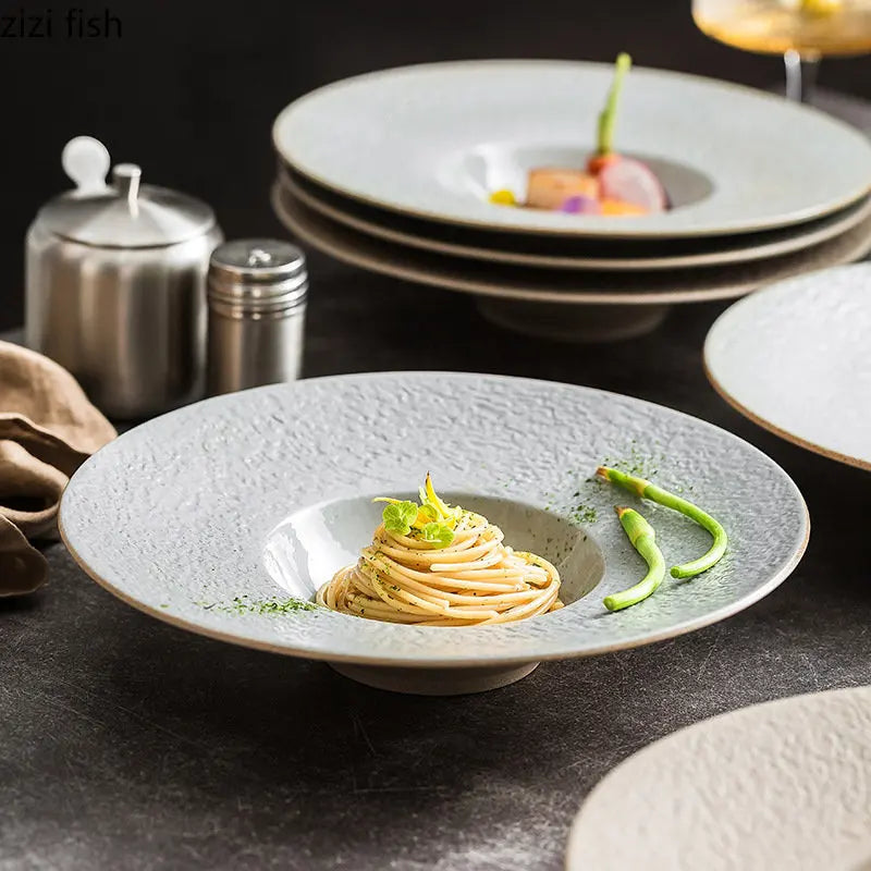 Axya Stone Pattern Ceramic Dinner Plate Set of 4