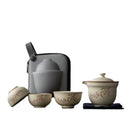 Axya Portable Travel Tea Set with Ceramic Quick Cup - One Pot Three Cups