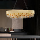 Axyaa Circular Crystal Chandelier: Modern Design for Living Room, Hotel Lobby, Kitchen Island