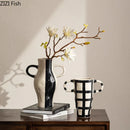 Axyaa Ceramic Double Ear Vase: Home Decor, Flower Arrangement, Hydroponic Display