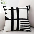 Axyaa Embroidered Burlap Square Pillow Cover 45x45cm White Gray Black Home Decor