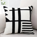 Axyaa Embroidered Burlap Square Pillow Cover 45x45cm White Gray Black Home Decor