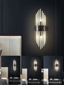 Axyaa Nordic Luxury Crystal LED Wall Lamp Stainless Steel for Living Room, Bedroom & Stairs