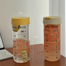 Axyaa 700ml Glass Water Bottle with Time Marker, Straw Infuser, BPA-Free - Cute, Portable Drinking Bottle