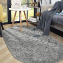 Axyaa Grey Plush Oval Area Rug for Living Room, Bedroom, or Nursery
