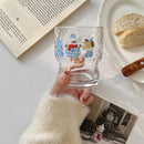 Axyaa Christmas Glass Cup 300ml: Festive Kawaii Mug for Coffee, Juice, Wine, Cocktails