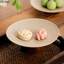 Axyaa Ceramic Fruit Plate with Wooden Storage Tray for Home Decor