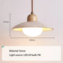 Axyaa Japanese Style Wooden Bedside Chandelier Natural Stone Cream Hanging Light