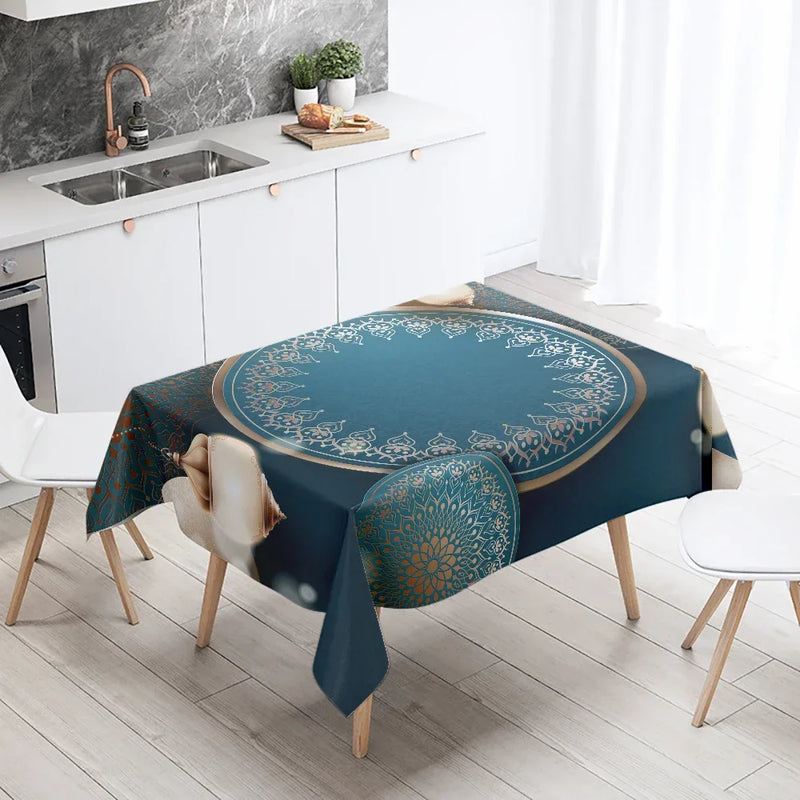 Axyaa Eid Mubarak Mosque Tablecloth: Waterproof, Anti-fouling, Islamic Home Decor
