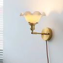 Axyaa White Flower Ceramic Wall Lamp Sconce Indoor Lighting Plug Switch Bedroom Mirror Light