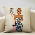 Axyaa Fashion Girl Cushion Cover: Living Room Sofa Pillow Case 45x45cm