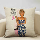 Axyaa Fashion Girl Cushion Cover: Living Room Sofa Pillow Case 45x45cm