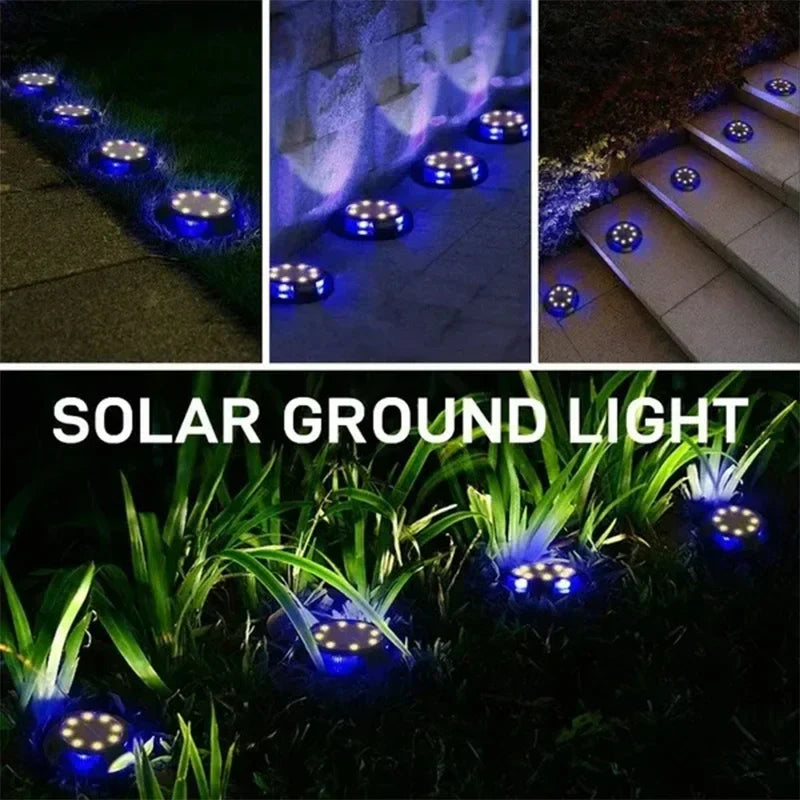 Axyaa Solar Disk Light: 12 LED Outdoor Garden Underground Spotlight