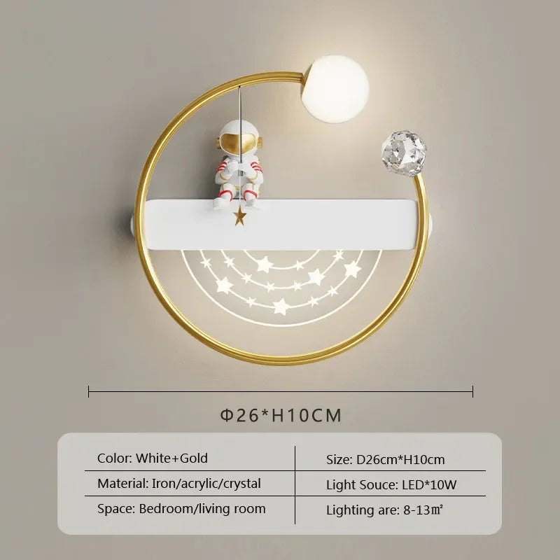 Axyaa Astronaut Star Moon LED Wall Lamps for Children's Room