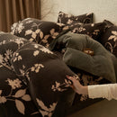 Luxury Milk Velvet Bedding Set, Floral Duvet Cover, Warm Flannel Fleece Linens