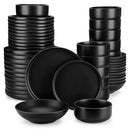 Axyaa 24/48-Piece Stoneware Dinner Set - Elegant Black Ceramic Plate Collection