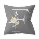 Axyaa Grey Flowery Print Alphabetic Cushion Cover for Home Sofa Decor 45x45cm