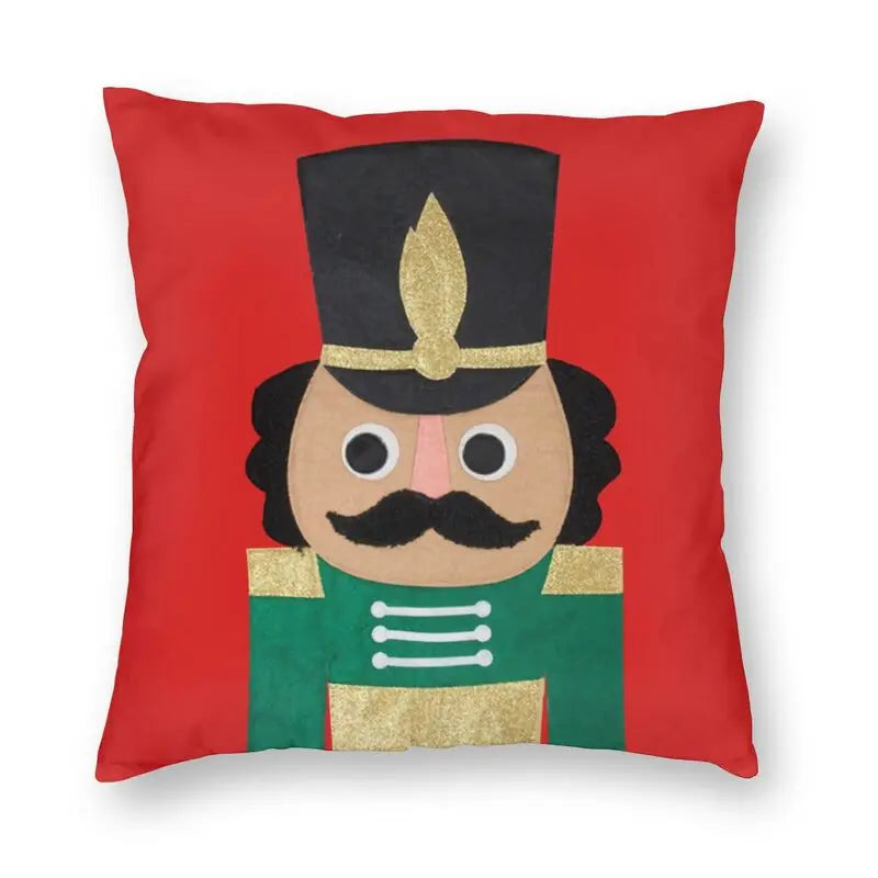 Nutcracker Doll Cushion Cover - Axyaa Square Throw Pillow for Christmas Home Decor