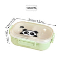 Axyaa Cartoon Divided Bento Box - 3 Grids, Leak-proof, Microwave-safe