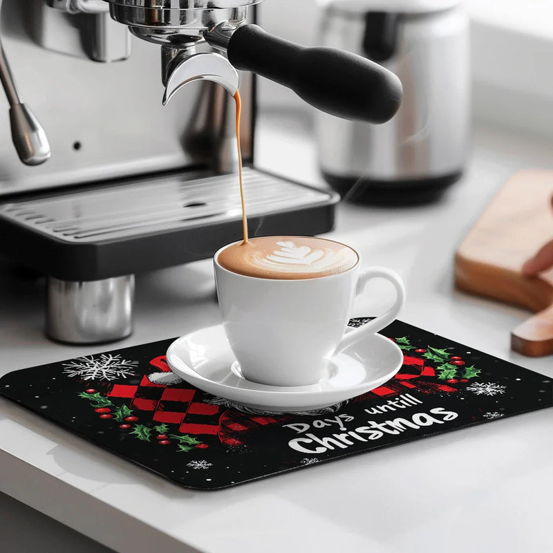 Axyaa Santa Kitchen Draining Mat - Quick Dry Dish Drainer Mat - Absorbent Countertop Drying Pad