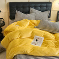 Axyaa Flannel Plush Bedding Set: Duvet Cover, Stripe Sheet, Pillowcase - Winter Home Bedlinen