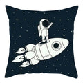 Axyaa Moon Astronaut Rocket Sofa Pillow Cover Cushion Polyester Throw TestCase