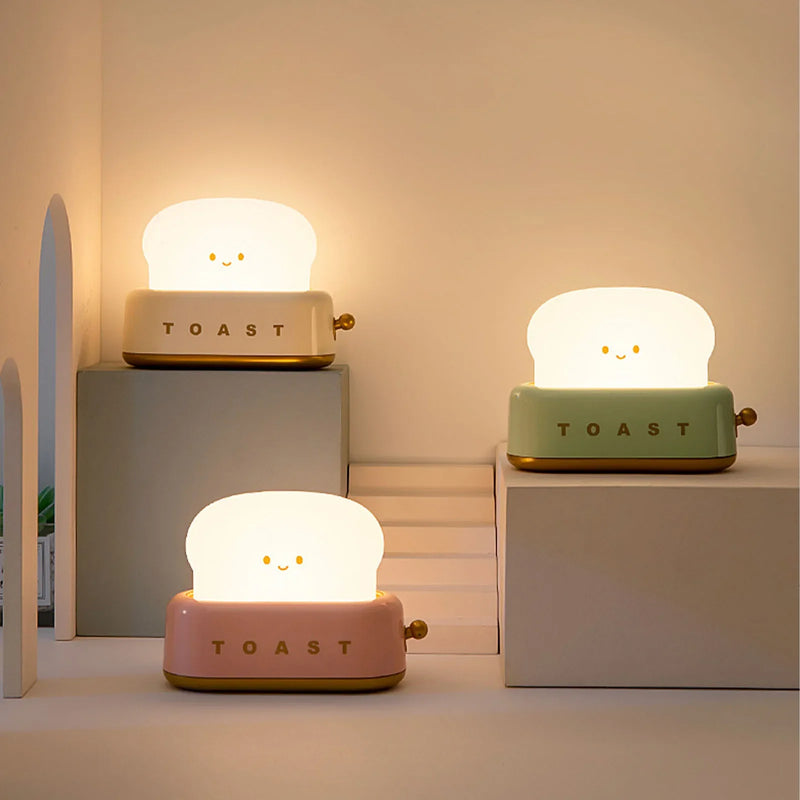 Axyaa Toast Lamp: Rechargeable LED Night Light for Bedroom Decoration and Mood Lighting