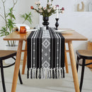 Axyaa Cotton Table Runner Black Stripe Splicing Path Wedding Dinner TV Cabinet Nordic Decor