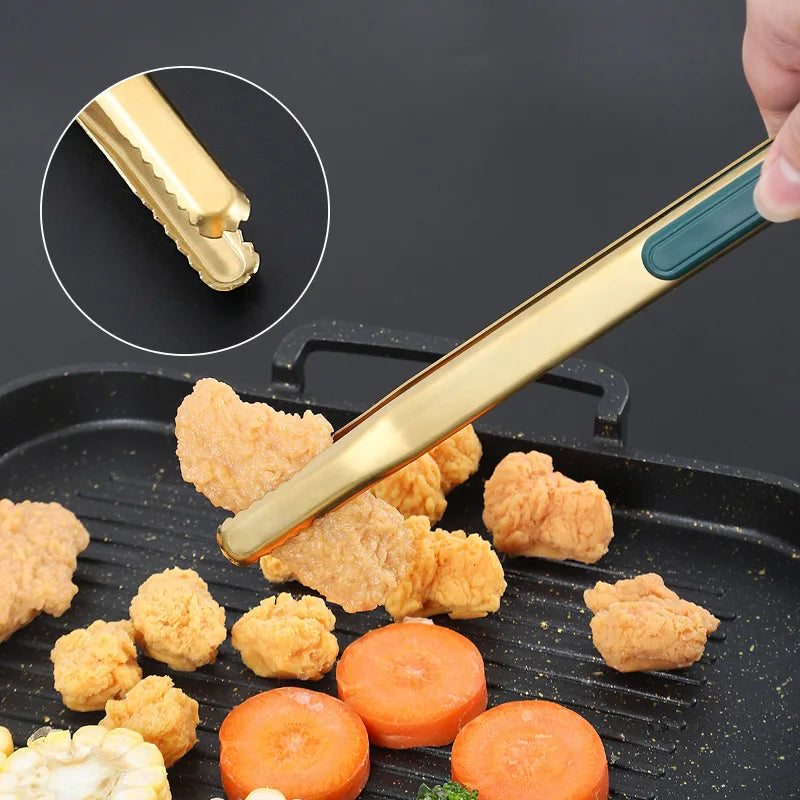Axyaa Stainless Steel Non-Slip Food Tong Korean Style BBQ Bread Ice Clip