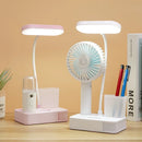 Axyaa Rechargeable LED Desk Lamp with Fan, Clock Display - Study & Reading Light