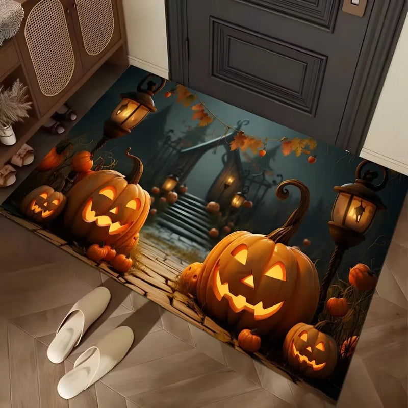 Axyaa Halloween Night Floor Mat - Horror Pumpkin Ghost Design