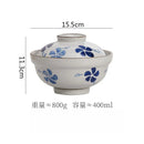 Axyaa Floral Ceramic Soup Bowl with Lid - Versatile Ramen Noodle & Salad Bowl