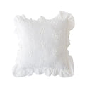 Axyaa Sweet Floral Embroidery Ruffled Edge Cushion Cover